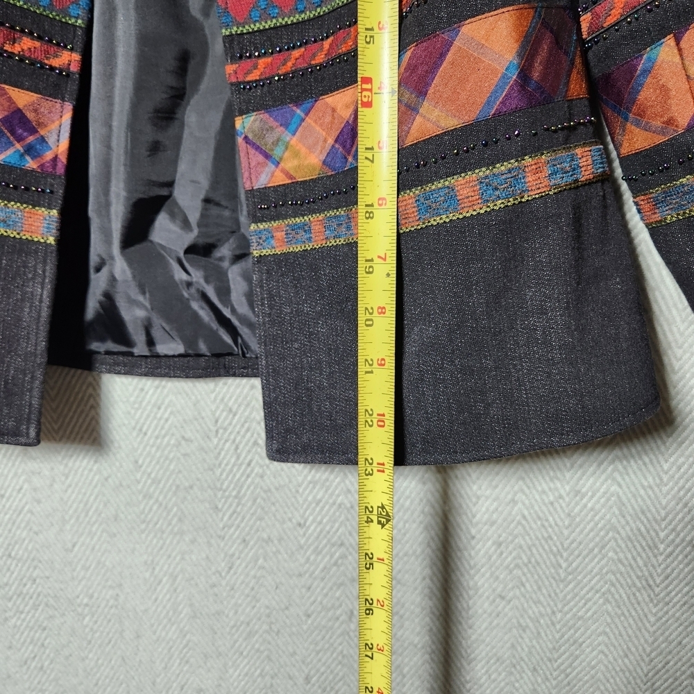 Coldwater Creek Womens Petite 4 Colorful Patterned Beaded Sequin Jacket Denim - Picture 7 of 12